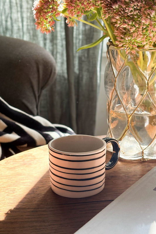 Taza Espresso Artesana Diseño Rayas Horizontales Cristina Oria 