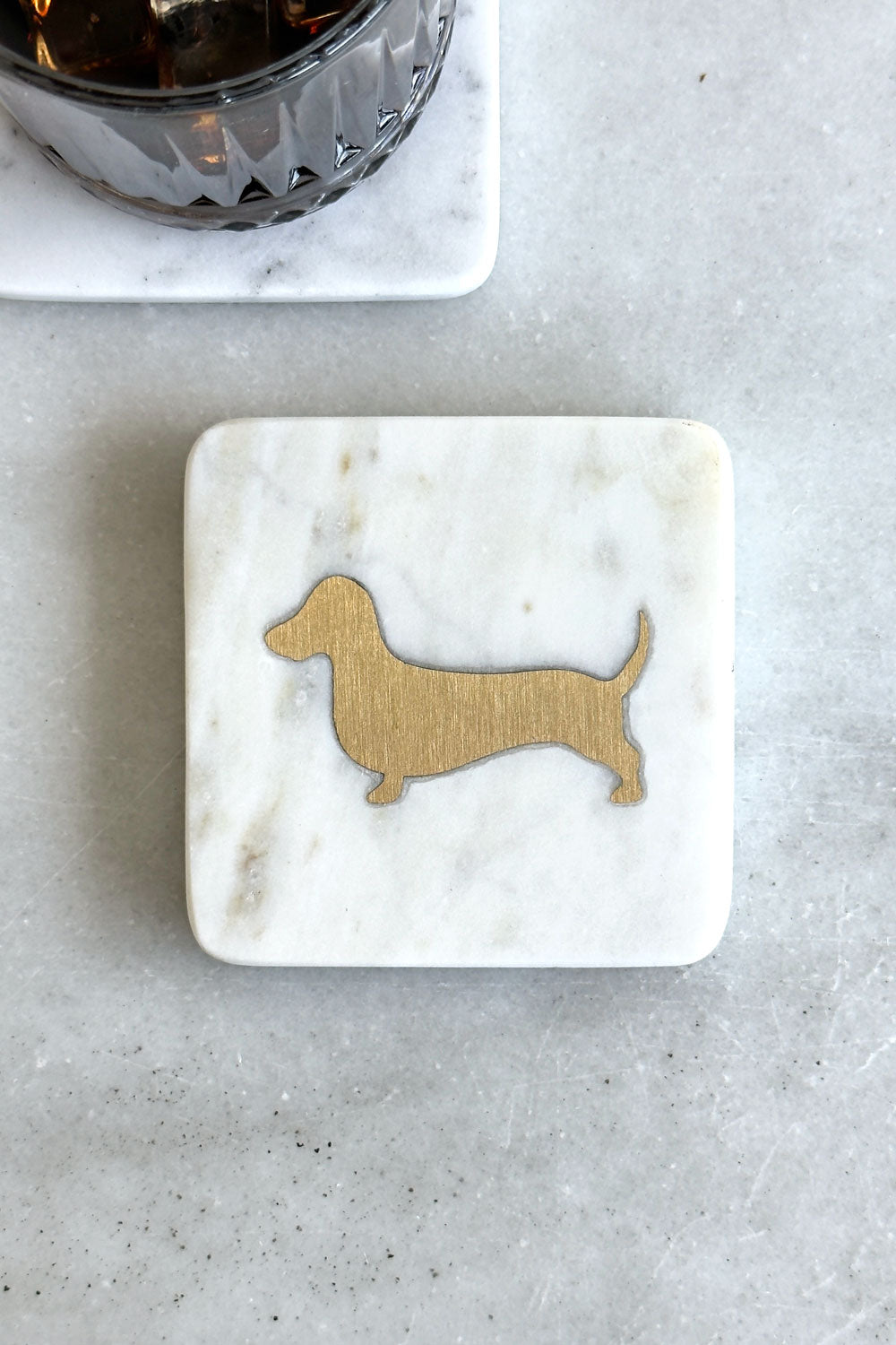 Posavasos Cuadrado De Mármol Blanco Diseño Teckel Cristina Oria 