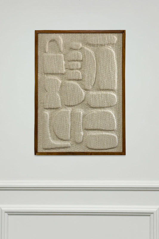 Cuadro De Algodón Abstracto Con Figuras En Relieve