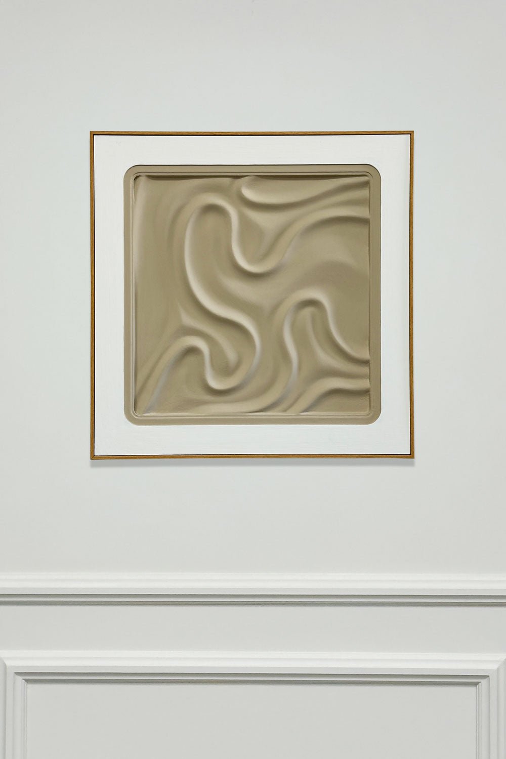 Cuadro Abstracto En Relieve Con Efecto Escayola Beige Curvas Cristina Oria 