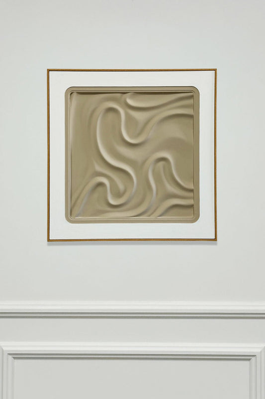 Cuadro Abstracto En Relieve Con Efecto Escayola Beige Curvas Cristina Oria 