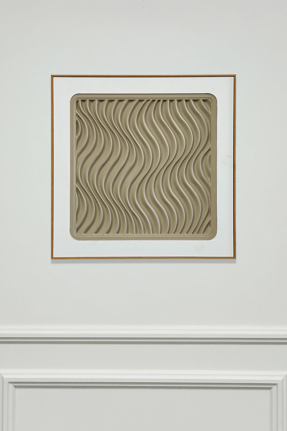 Cuadro Abstracto En Relieve Con Efecto Escayola Beige Ondas Cristina Oria 