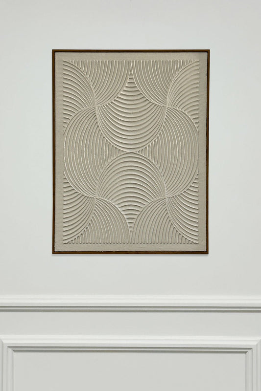 Cuadro De Lienzo Abstracto Blanco Con Ondas En Relieve Cristina Oria 