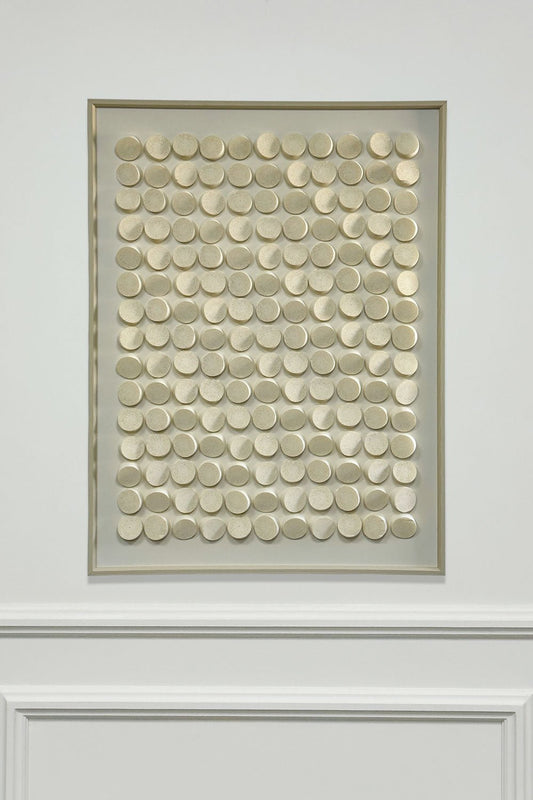 Cuadro De Lienzo Abstracto Con Figuras En Relieve Blanco Cristina Oria 