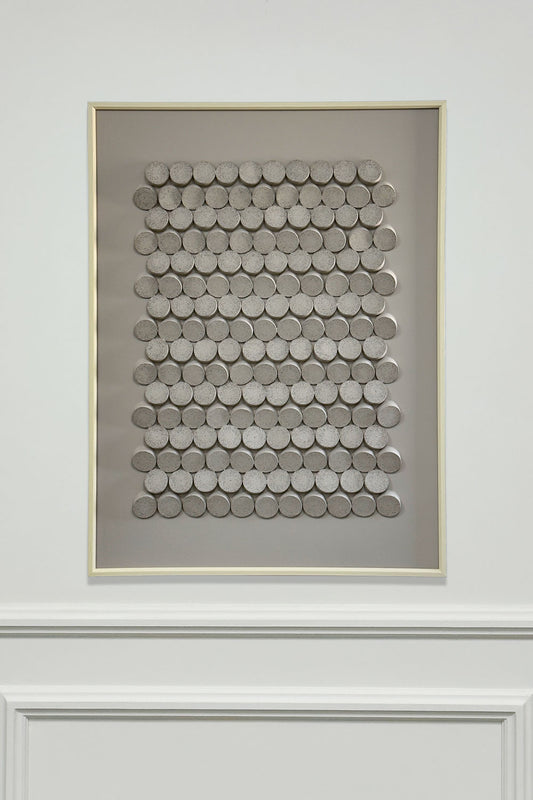 Cuadro De Lienzo Abstracto Con Figuras En Relieve Gris Cristina Oria 