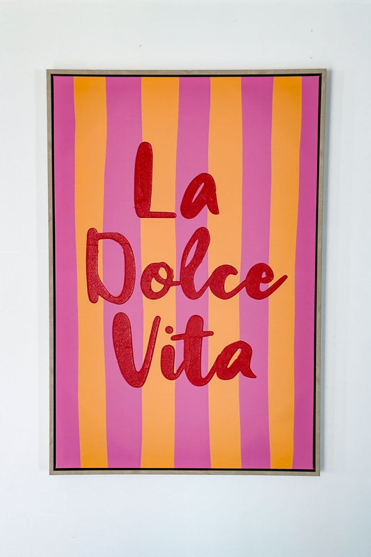 Dolce Vita Cuadro De Lienzo A Rayas Retro Italiano Cristina Oria