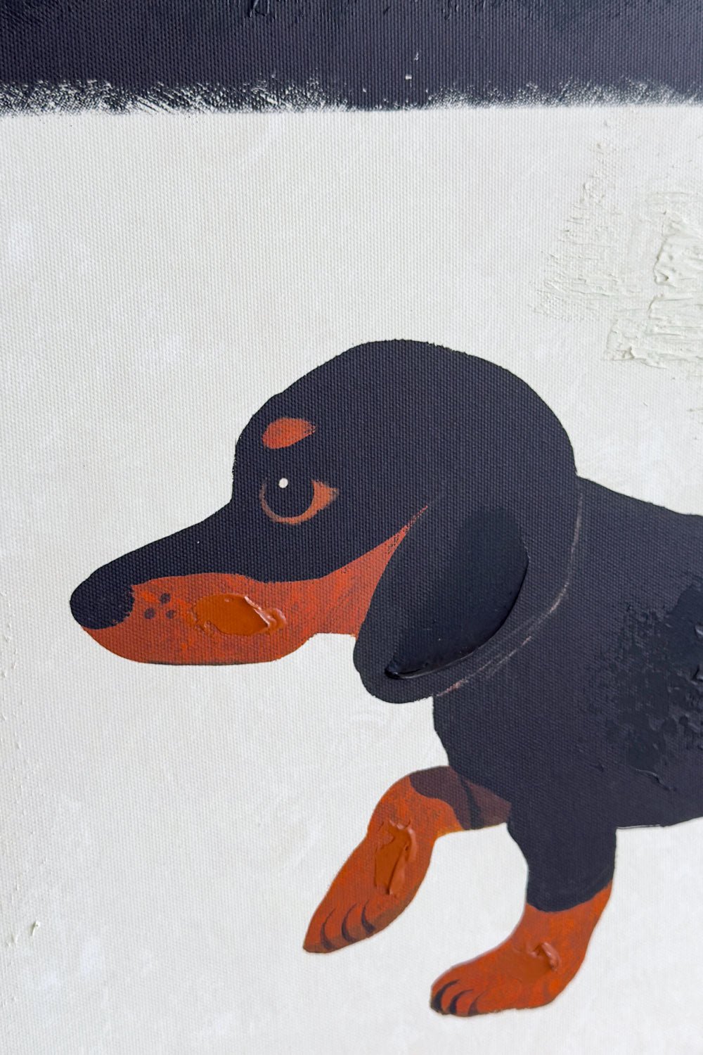 Cara Perro  Negro Cuadro Decorativo Rectangular Diseño Perro Salchicha Cristina Oria