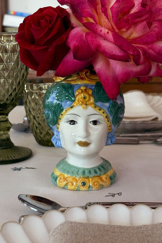 Jarrón Busto Diseño Hindú Colores Mujer Cristina Oria 