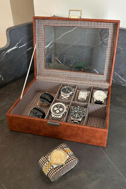 Cofre Para Relojes Efecto Piel Y Pata De Gallo Cristina Oria 