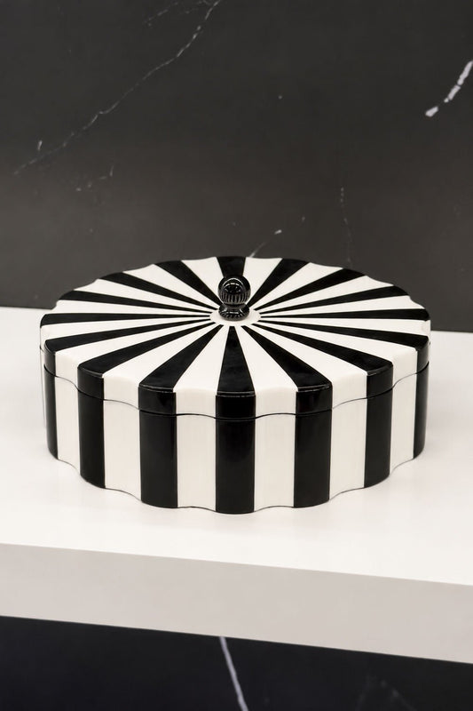 Boîte Décorative Ronde En Résine Au Motif Prismatique