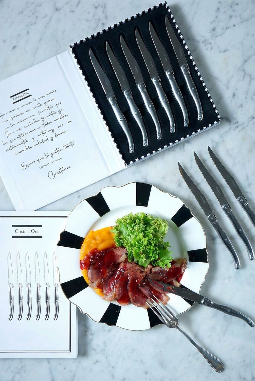 Coffret de 6 couteaux à viande en acier