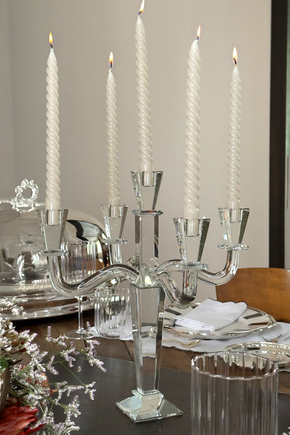 Candelabro De Cristal Con Soportes Para Cinco Velas Cristina Oria 