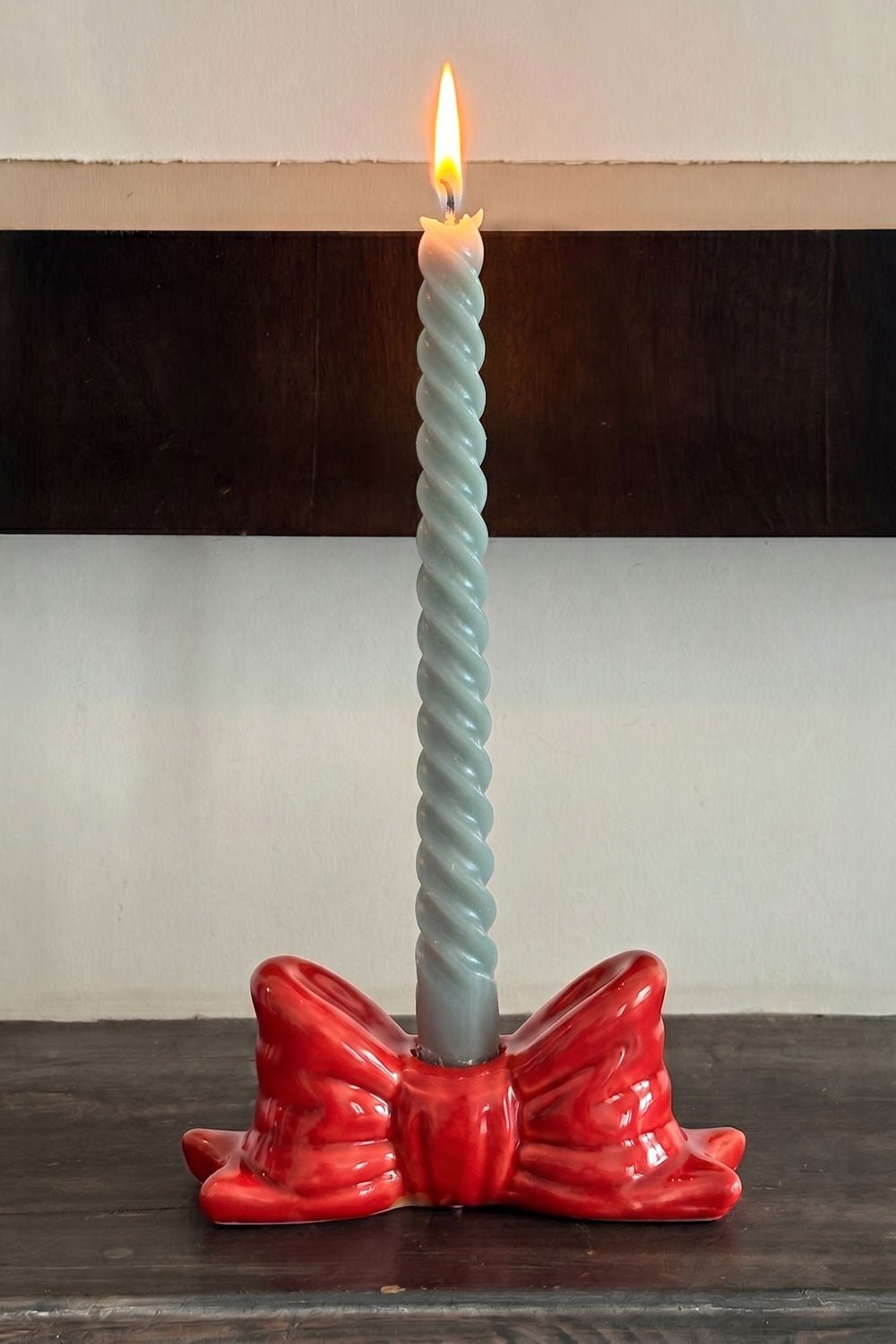 Portavelas Con Diseño De Lazo Rojo