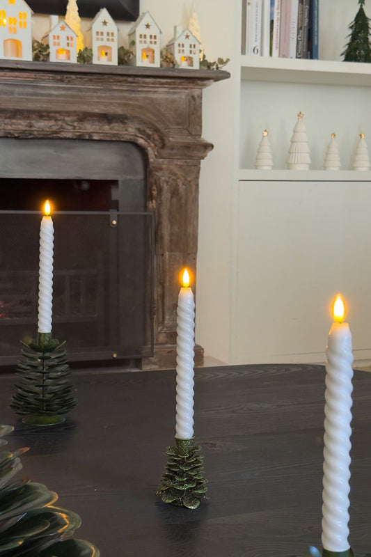 Candelabro De Hierro Con Diseño De Árbol Verde Y Purpurina Pequeño Cristina Oria 