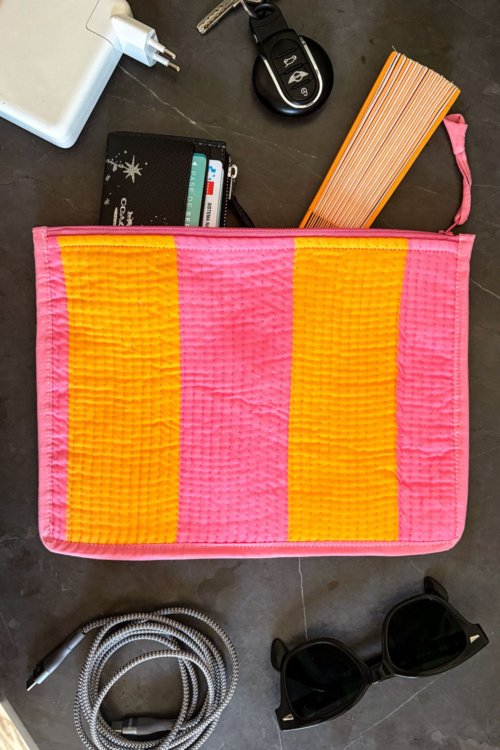 Cartera Grande Rayas Rosas & Naranjas Cristina Oria
