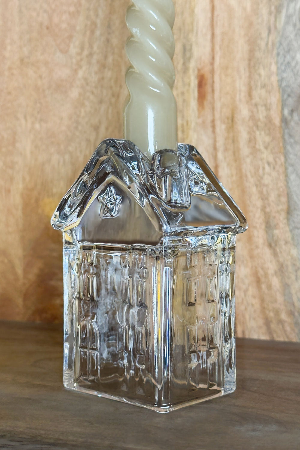 Candelabro De Cristal Con Diseño De Casa Transparente Grande