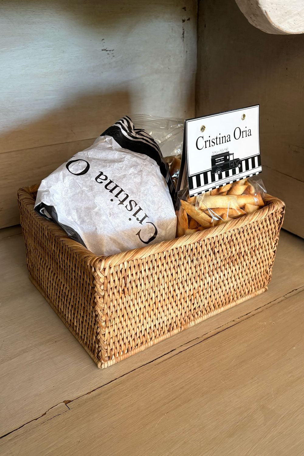 Detalles Cesta Rectangular De Pan De Ratán Cristina Oria