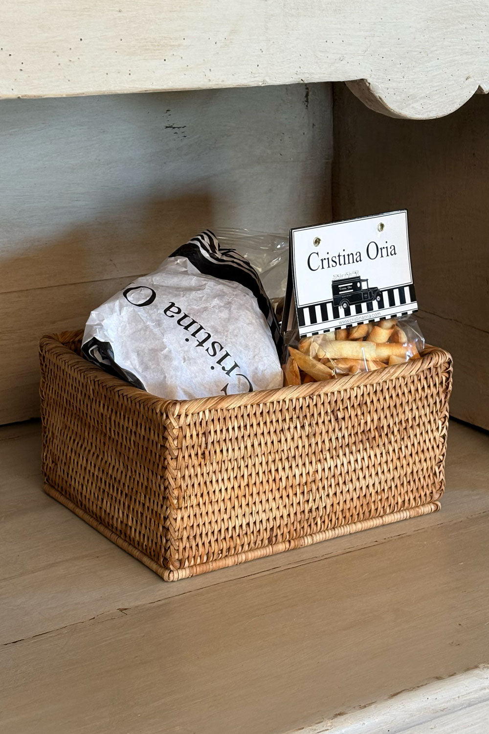 Cesta Rectangular De Pan De Ratán Cristina Oria