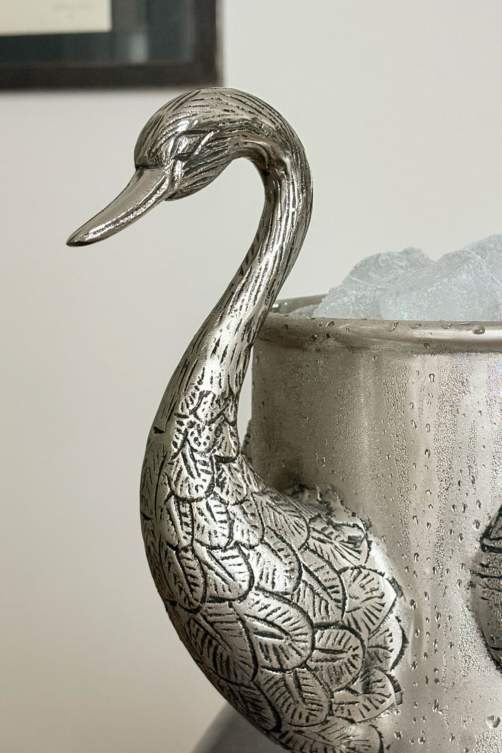 Cabeza Cubitera Plateada Diseño Cisne Cristina Oria