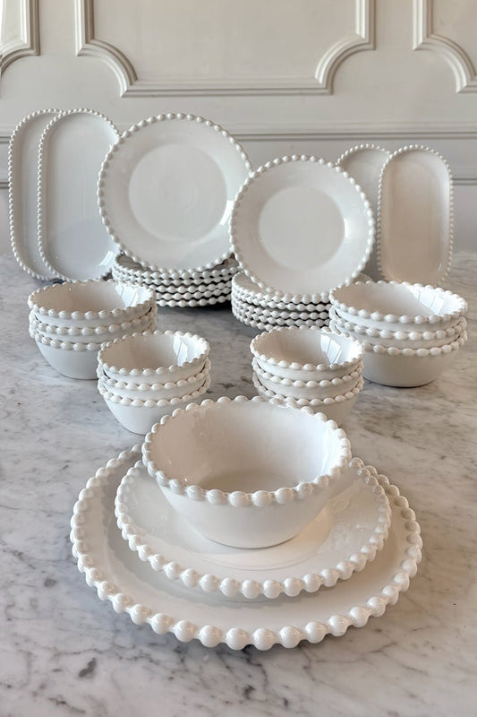 Vajilla Completa Porcelana Blanca Diseño Bolitas 6 Personas Cristina Oria 