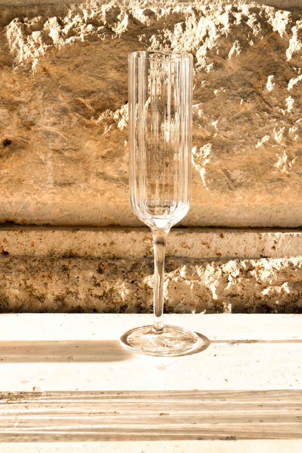 Champagnerglas aus Kristall mit Wellenmuster | Gläser