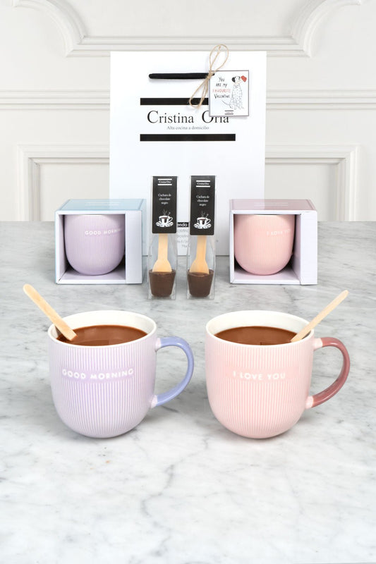 Bolsa Tazas & Cucharitas De Chocolate Especial San Valentín Cristina Oria 