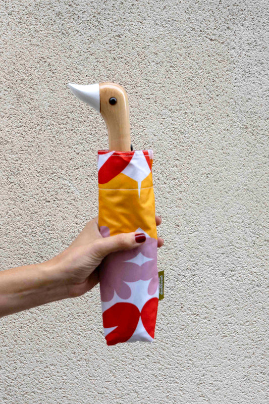 Guarda-chuva com estampado Matisse e pega em forma de cabeça de pato