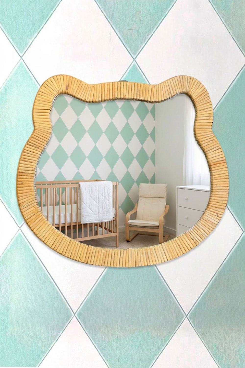 Espejo Con Borde De Ratán Gato Cristina Oria 