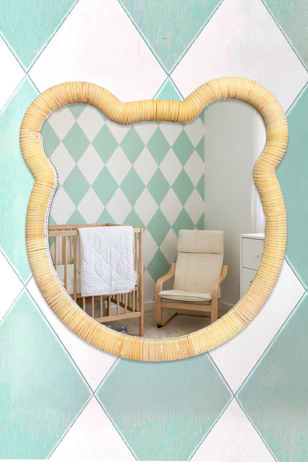 Espejo Con Borde De Ratán Oso Cristina Oria 