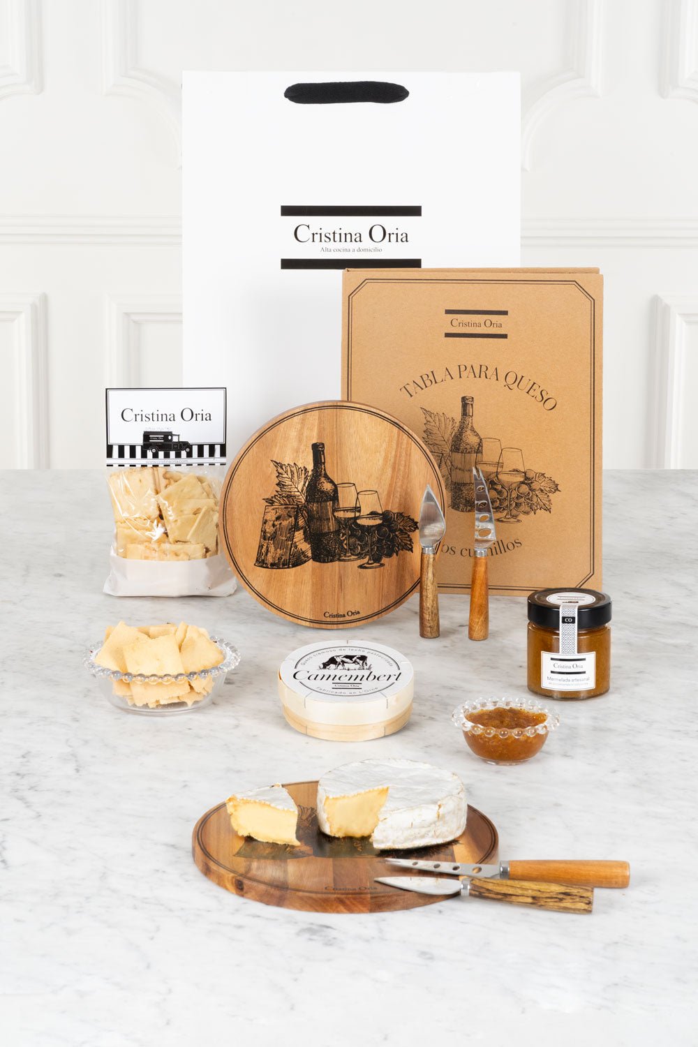 Bolsa Tabla Para Quesos Con Cuchillos & Mermelada