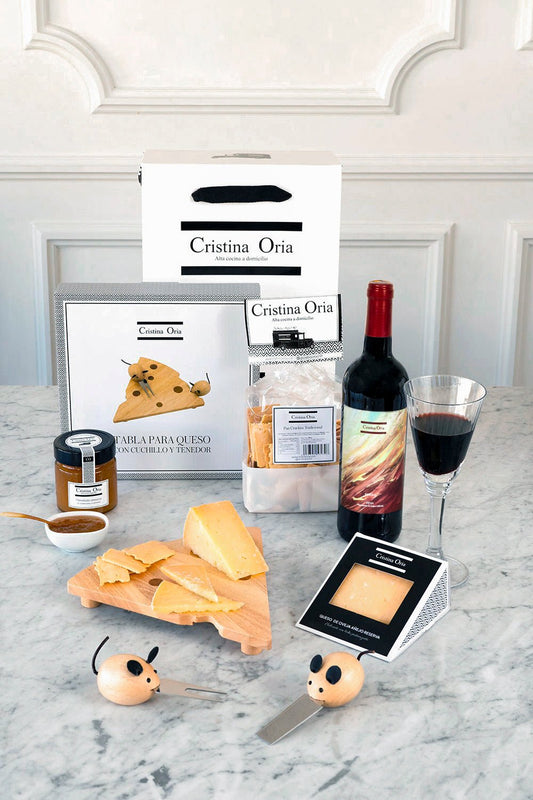 Bolsa Tabla Forma De Queso Con Cuchillos Ratón, Cheese & Wine Cristina Oria 