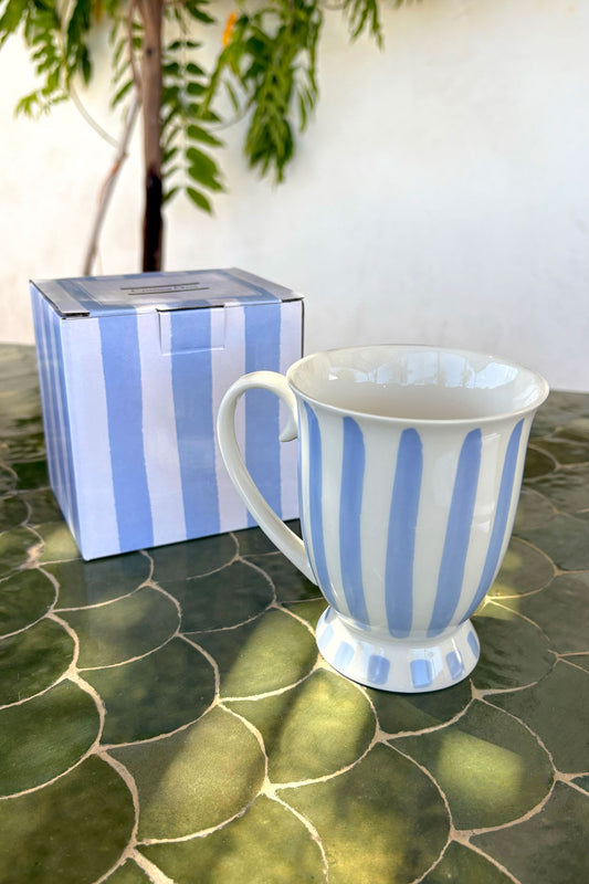 Detalles Azul Taza Diseño Rayas Pastel Artesanal CO Cristina Oria