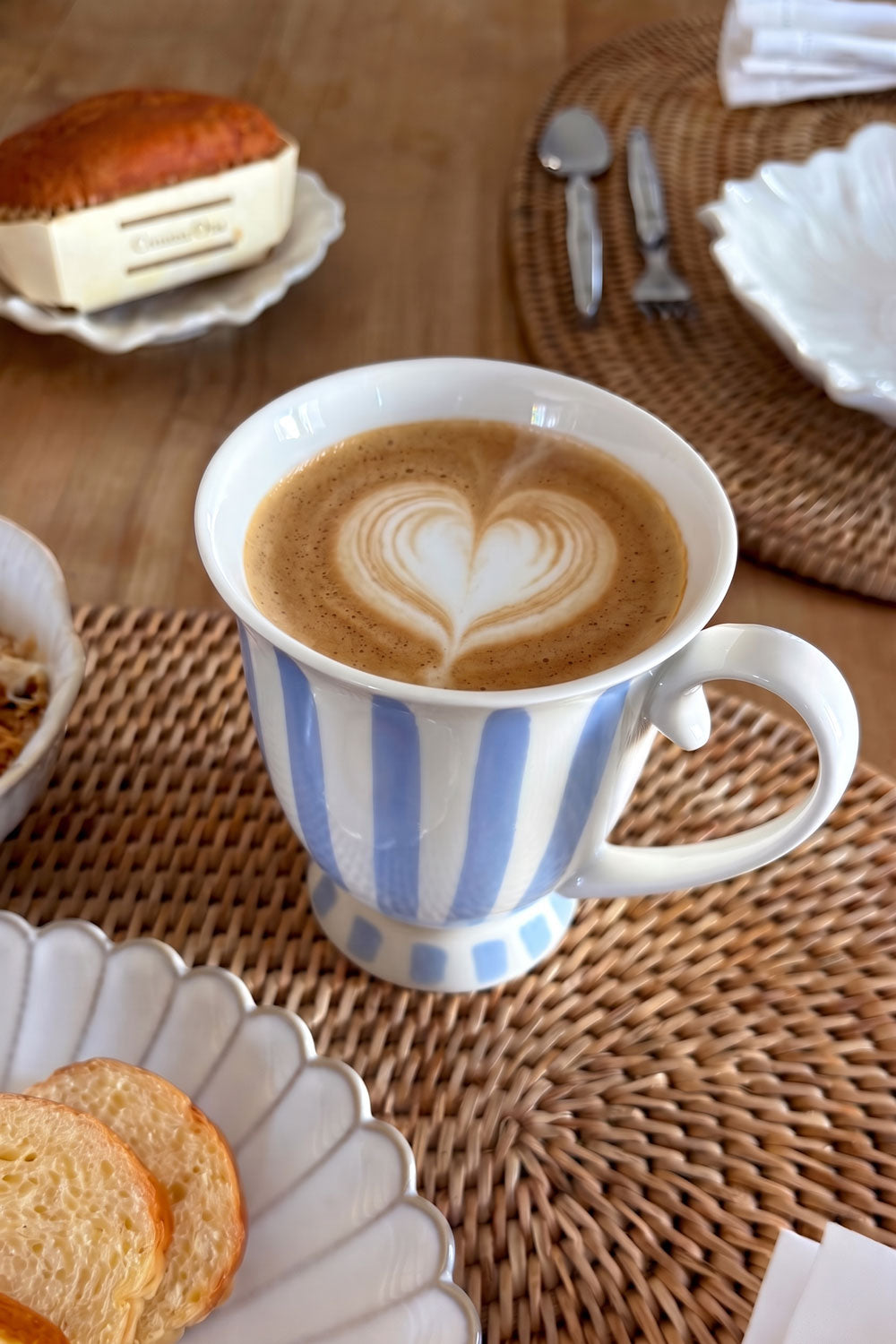 Azul Taza Diseño Rayas Pastel Artesanal CO Cristina Oria
