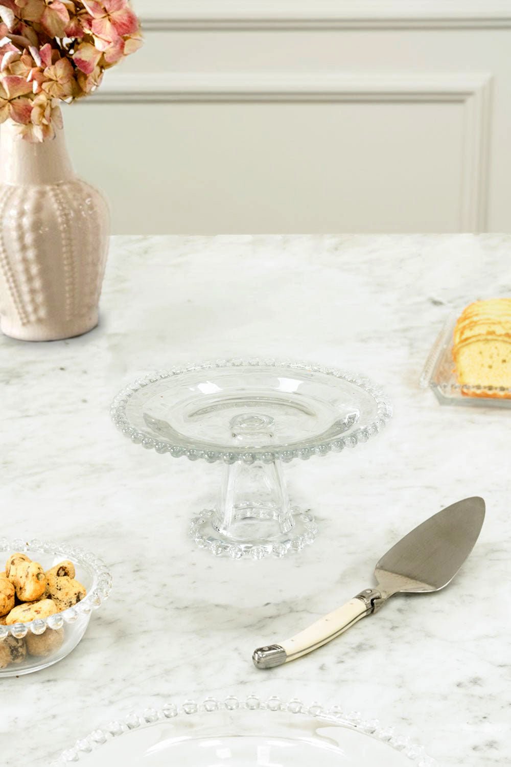 Base Redonda de Vidro com Bolinhas