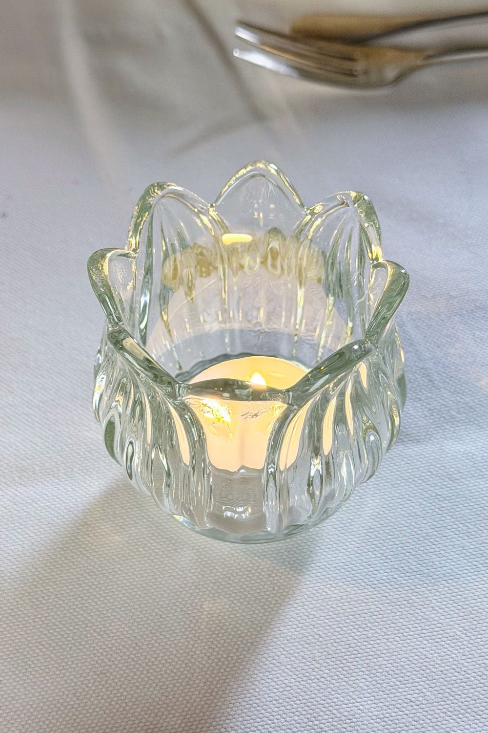 Detalles Portavelas Transparente Diseño De Flor Cristina Oria