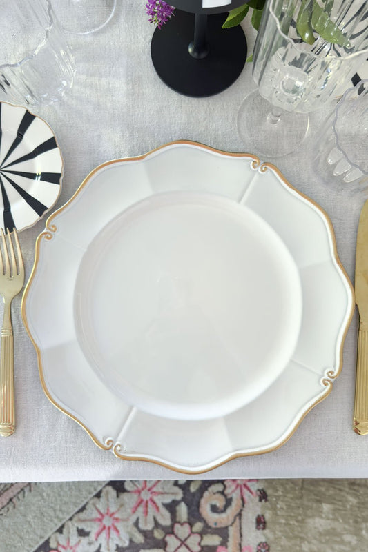 Bajoplato Blanco Con Borde Dorado Cristina Oria 