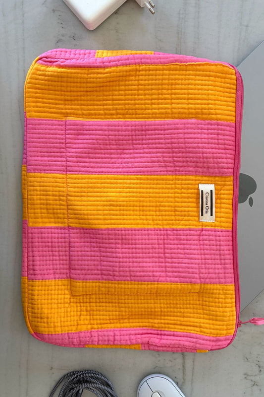 Funda Para Portátil Rayas Rosas & Naranjas Cristina Oria