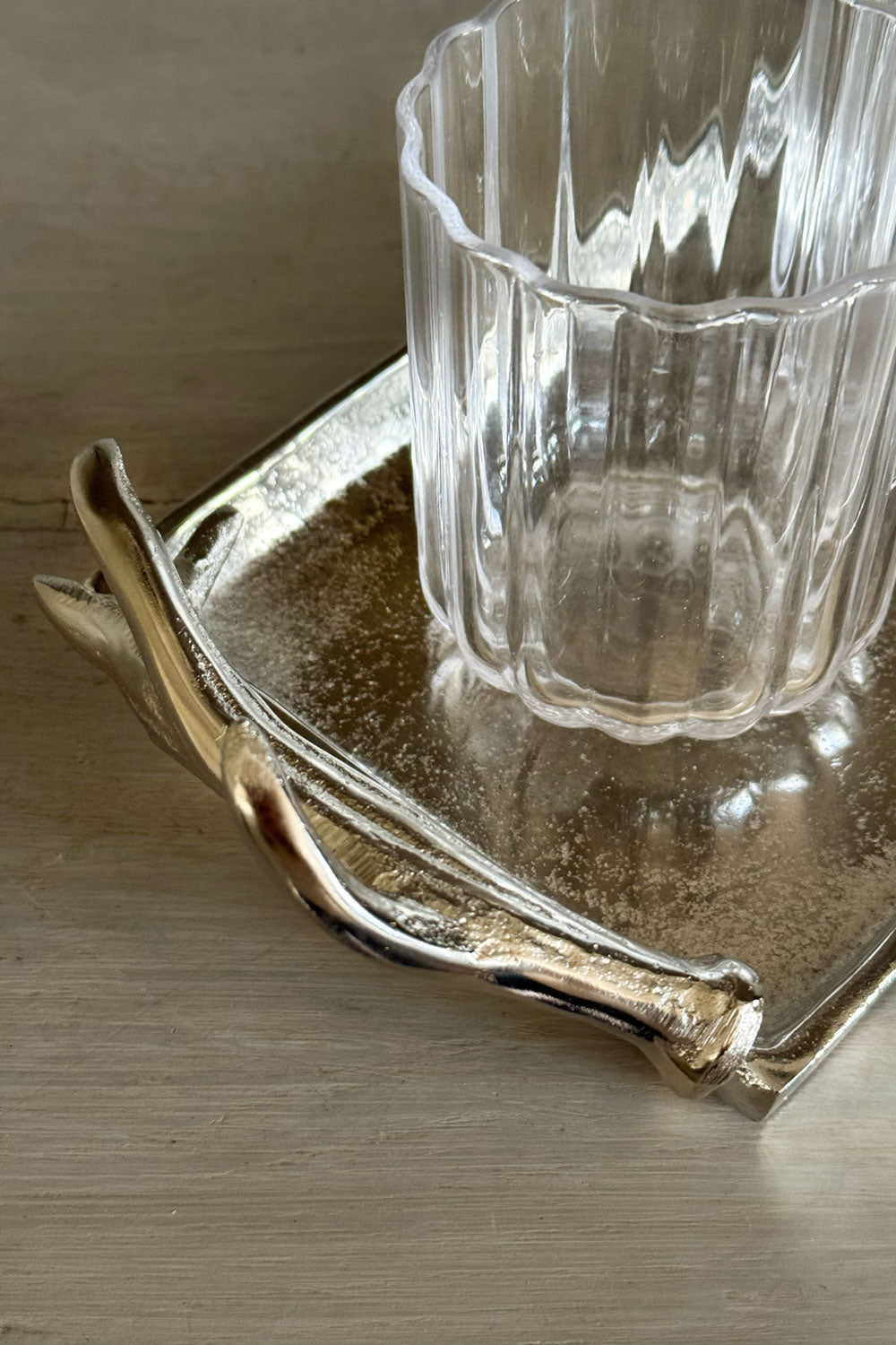 Bandeja Rectangular Plateada Con Asas Cuernos Ciervo Cristina Oria 