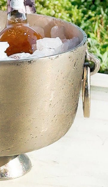 Nickel-silberfarbener Champagnerkühler mit Ringen | Champagnerkühler & Eiskübel