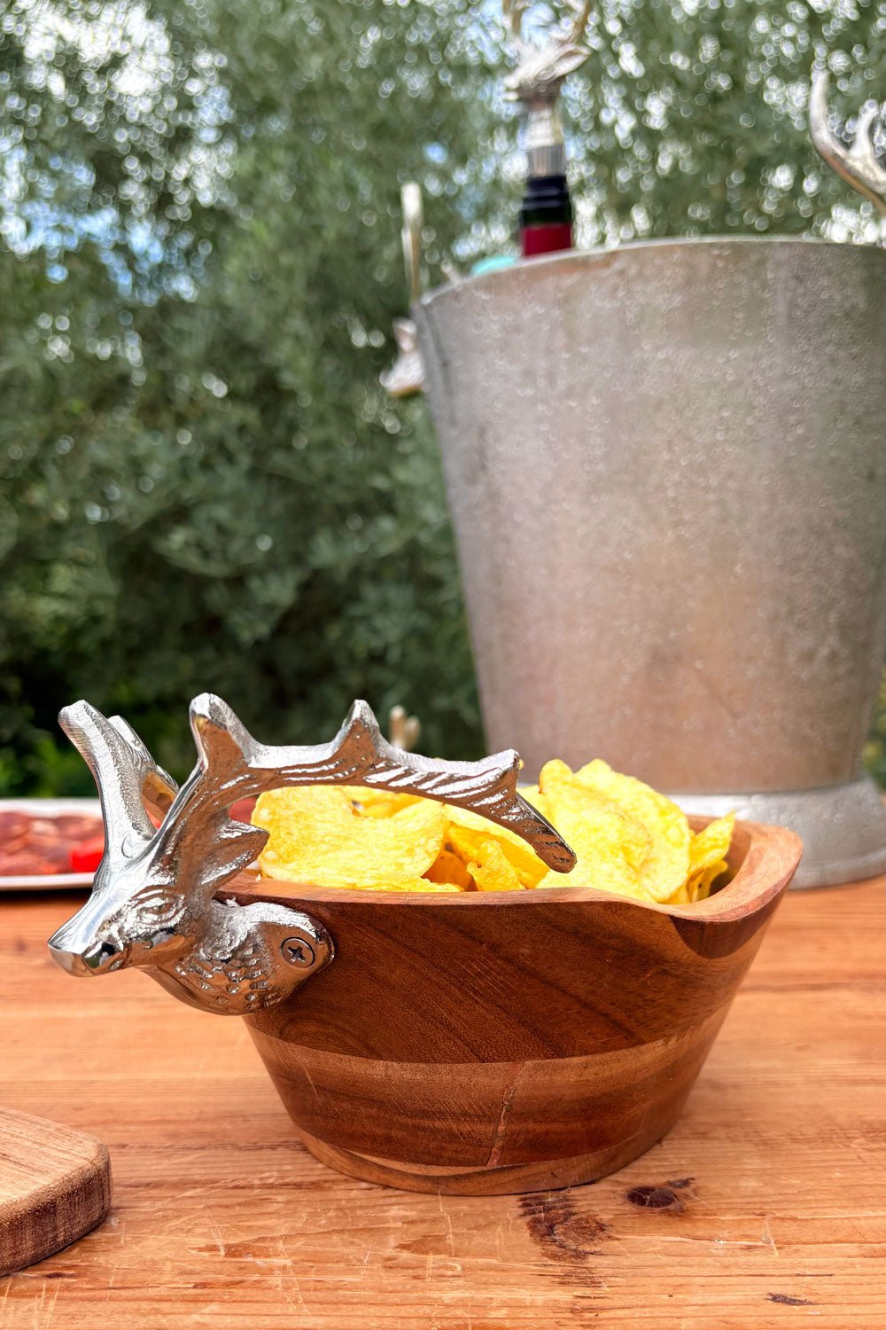 Detalle Ciervo Cuenco De Madera Con Detalle Plateado De Ciervo Cristina Oria 