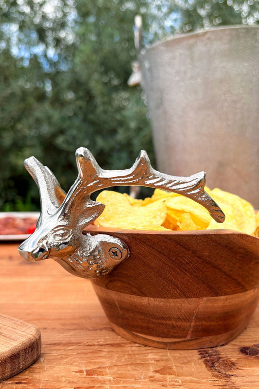Cuenco De Madera Con Detalle Plateado De Ciervo Cristina Oria 