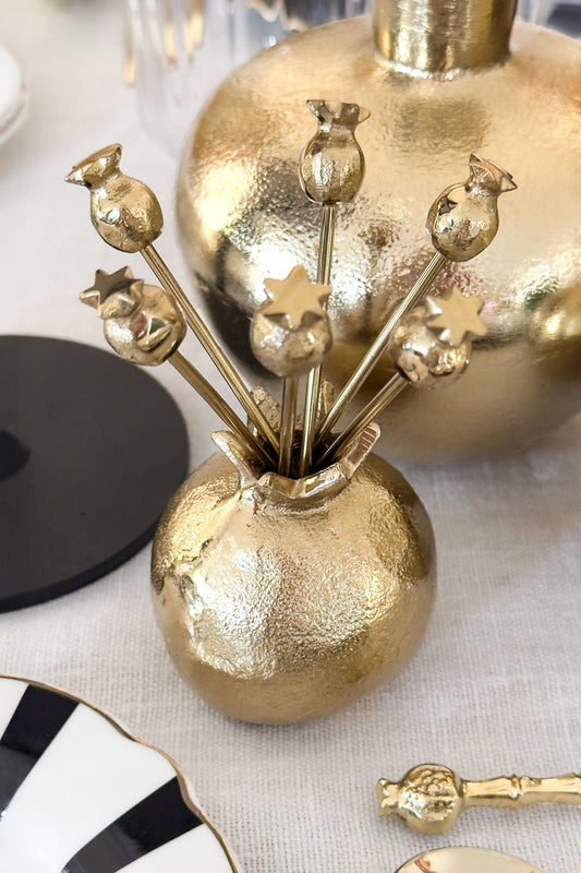 Granada Con Set De 6 Tenedores Especiales Aperitivo De Bronce Cristina Oria 