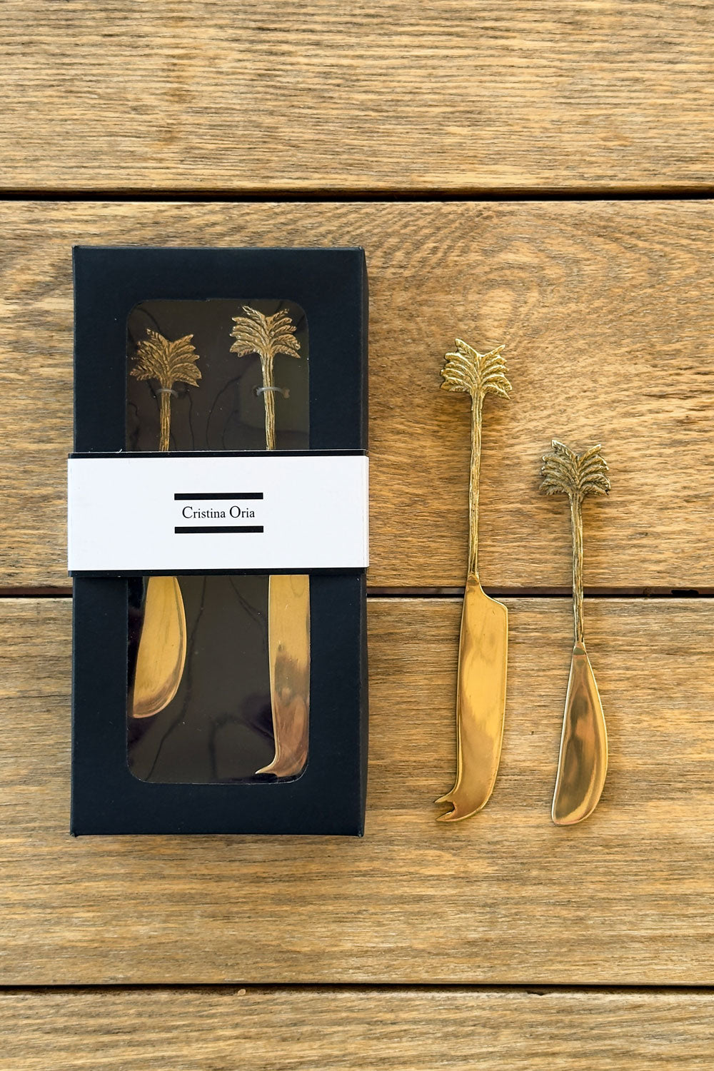 Set De 2 Cuchillos De Bronce Con Diseño De Palmeras Cristina Oria