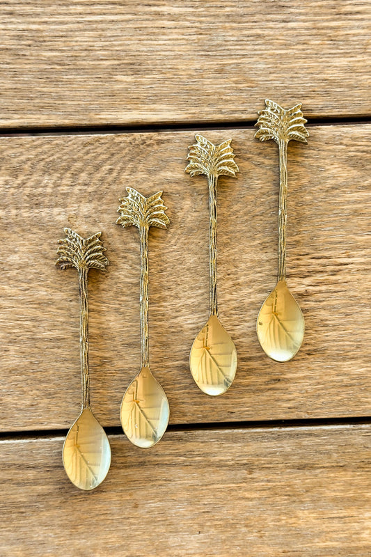 Detalles Set De 4 Cucharas De Bronce Con Diseño De Palmeras Cristina Oria