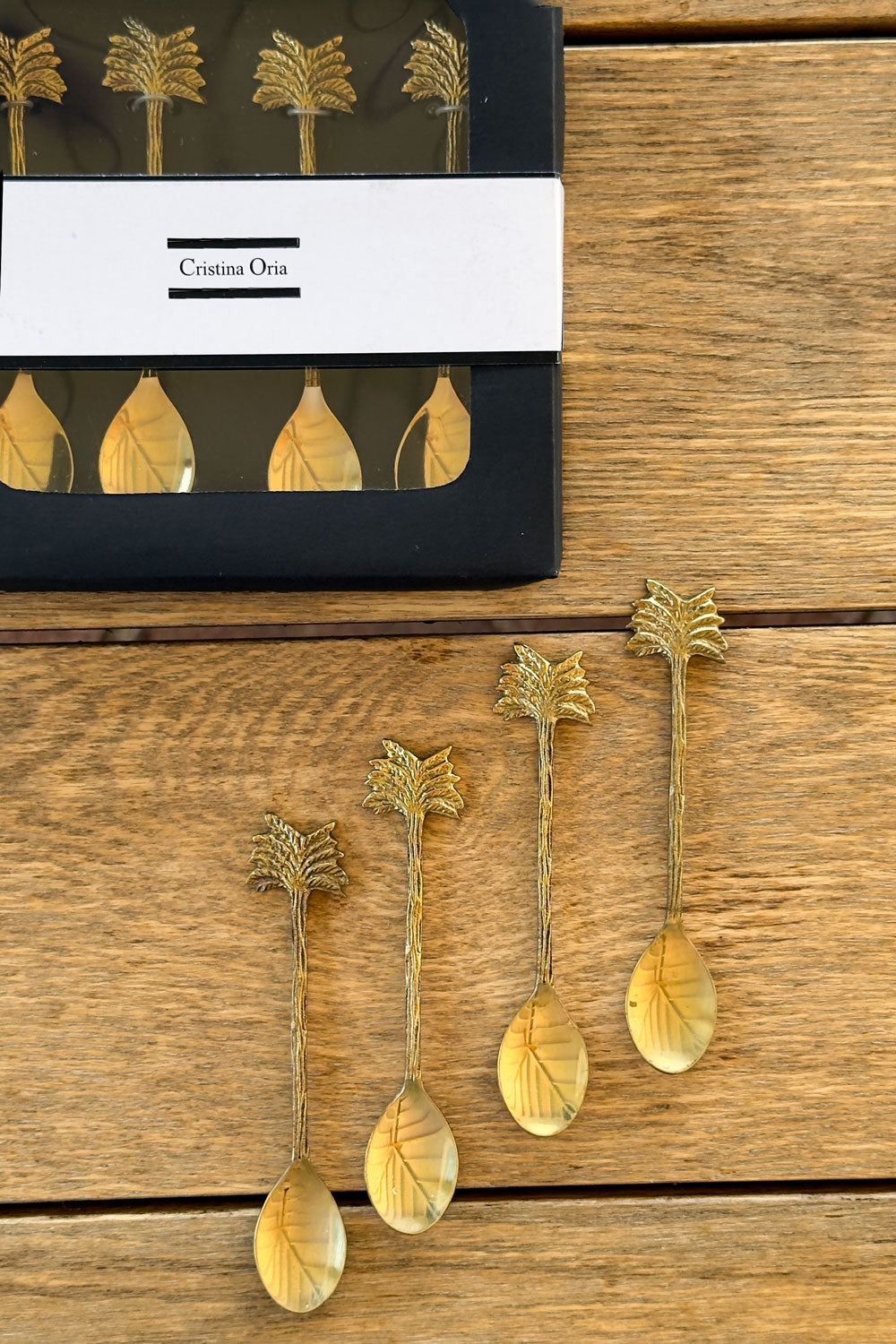 Set De 4 Cucharas De Bronce Con Diseño De Palmeras Cristina Oria
