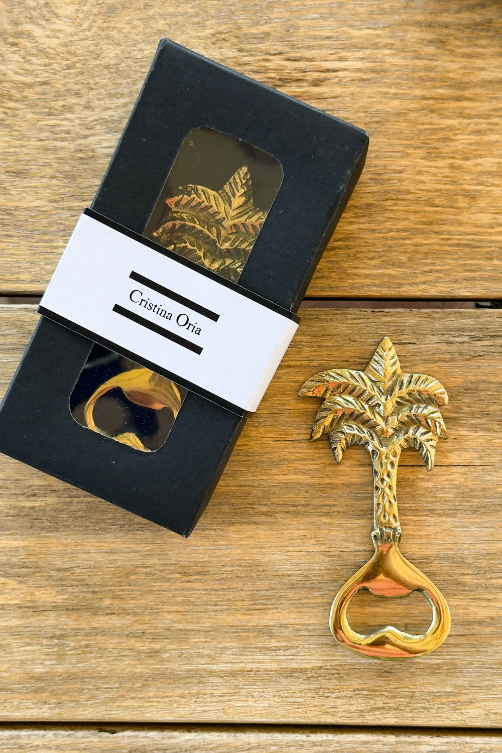 Abridor De Botellas De Bronce Con Diseño De Palmera Cristina Oria