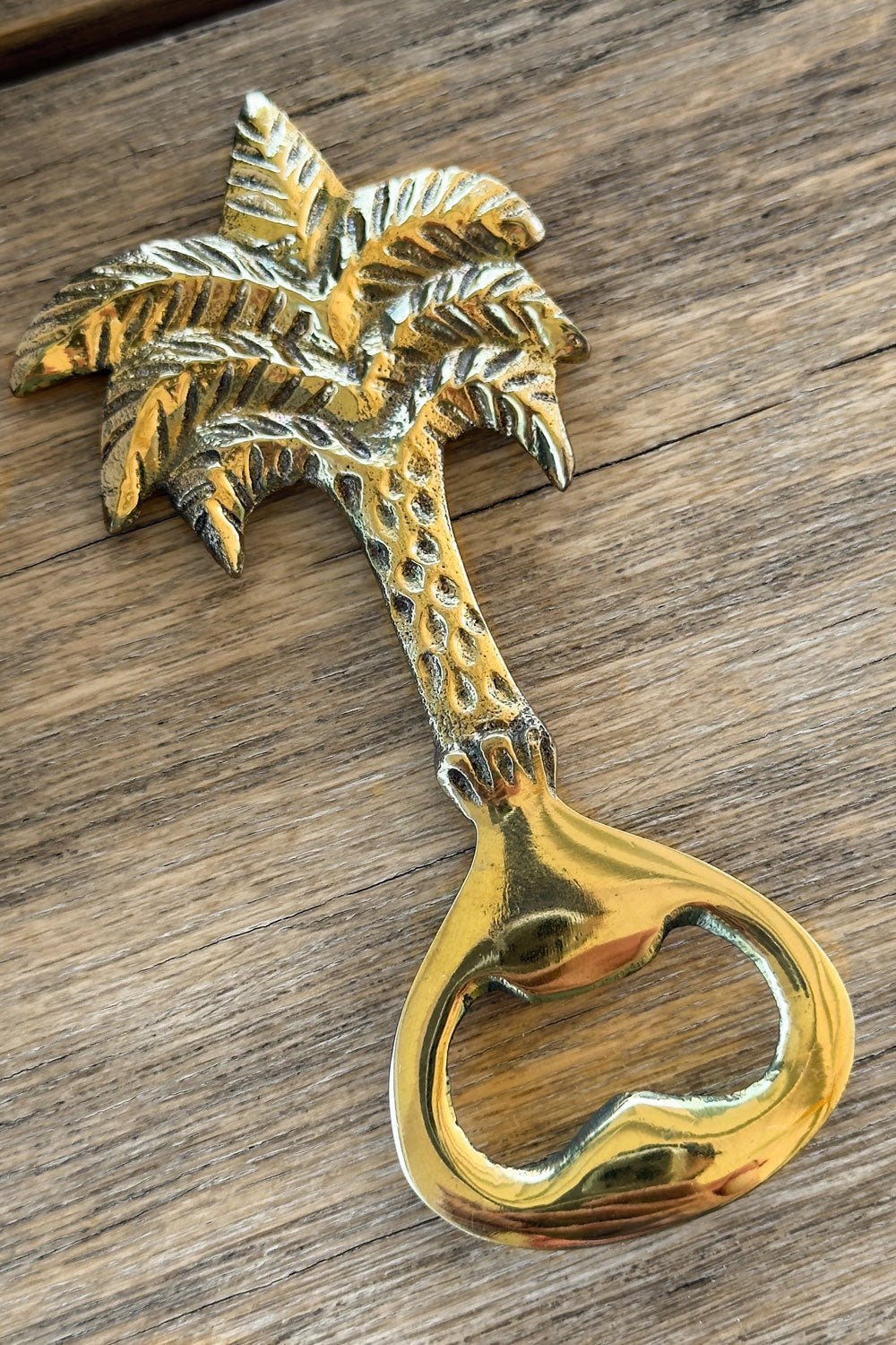 Abridor De Botellas De Bronce Con Diseño De Palmera