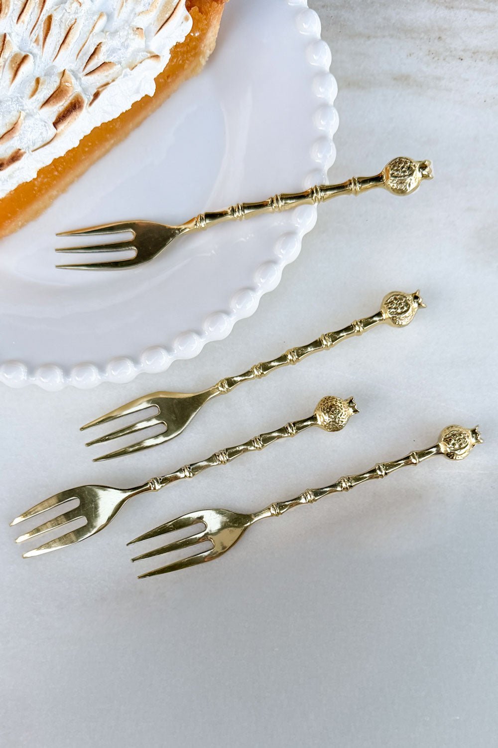 Set De 4 Tenedores De Bronce Con Diseño De Granadas Cristina Oria 