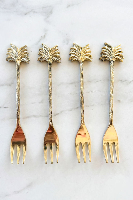 Set De 4 Fourchettes En Bronze Avec Motif Palmier