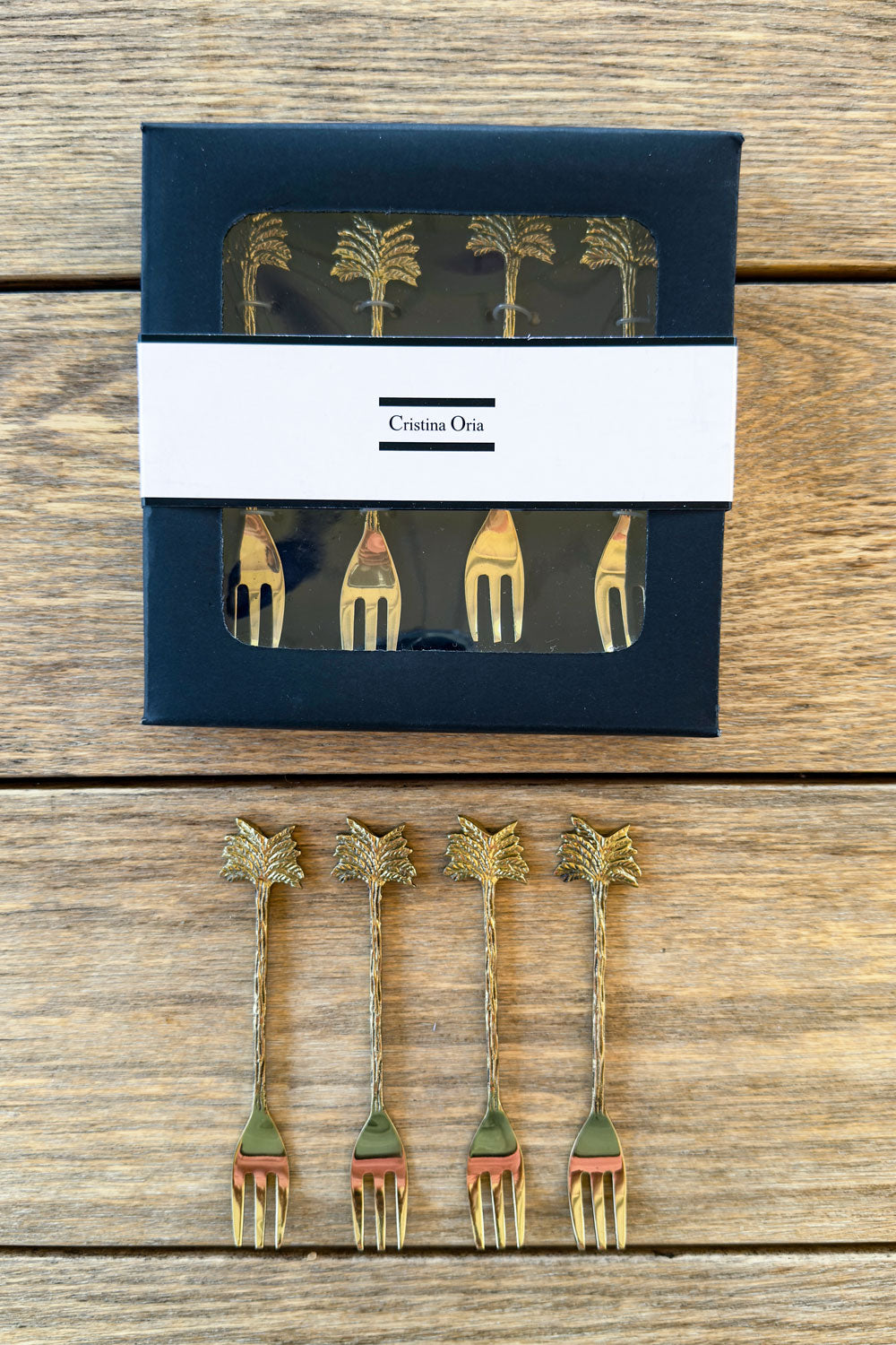 Set De 4 Tenedores De Bronce Con Diseño De Palmeras Cristina Oria